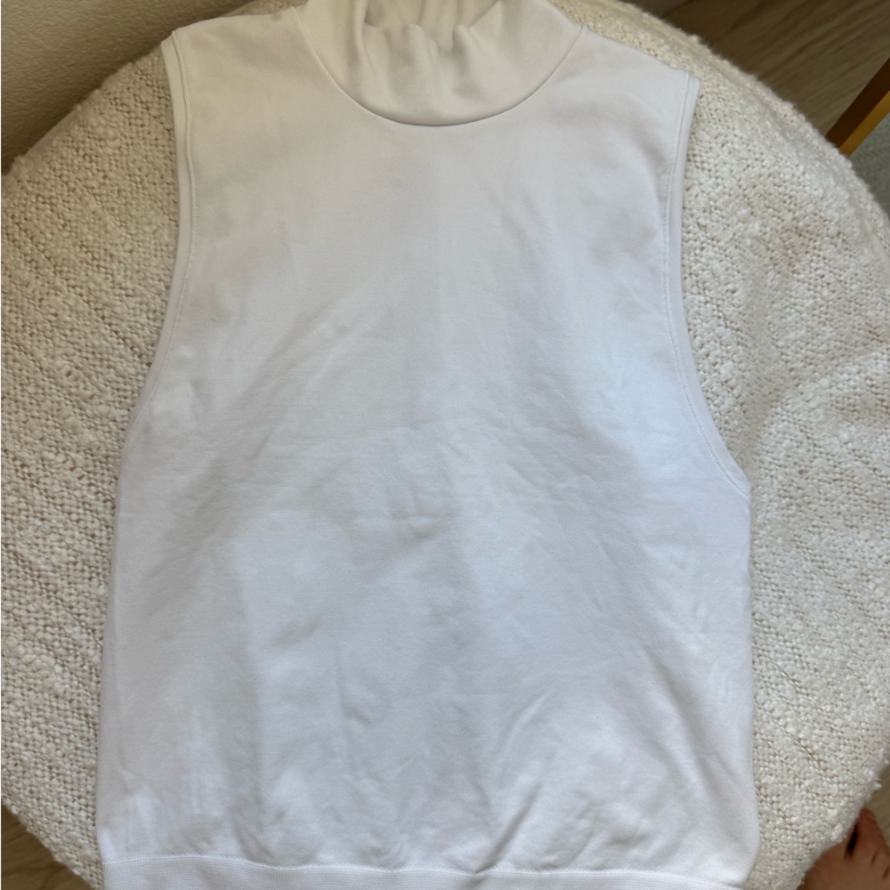 White Turtleneck Tennis tank